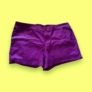 5 Inch Stretch Sateen Mid-rise Short Purple Plus Size